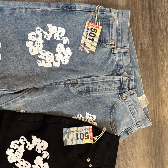 Rare Denim tears Levi's Men's Relaxed Jeans - Black and Gray unisex - Picture 3 of 16